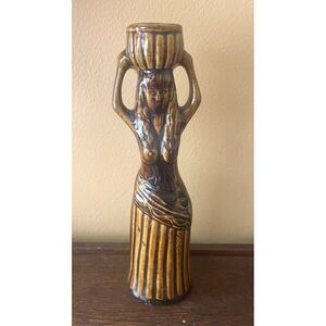 Ceramic‎ Sexy Woman 1960's Water-Carrying Ceramic Candlestick Figurine